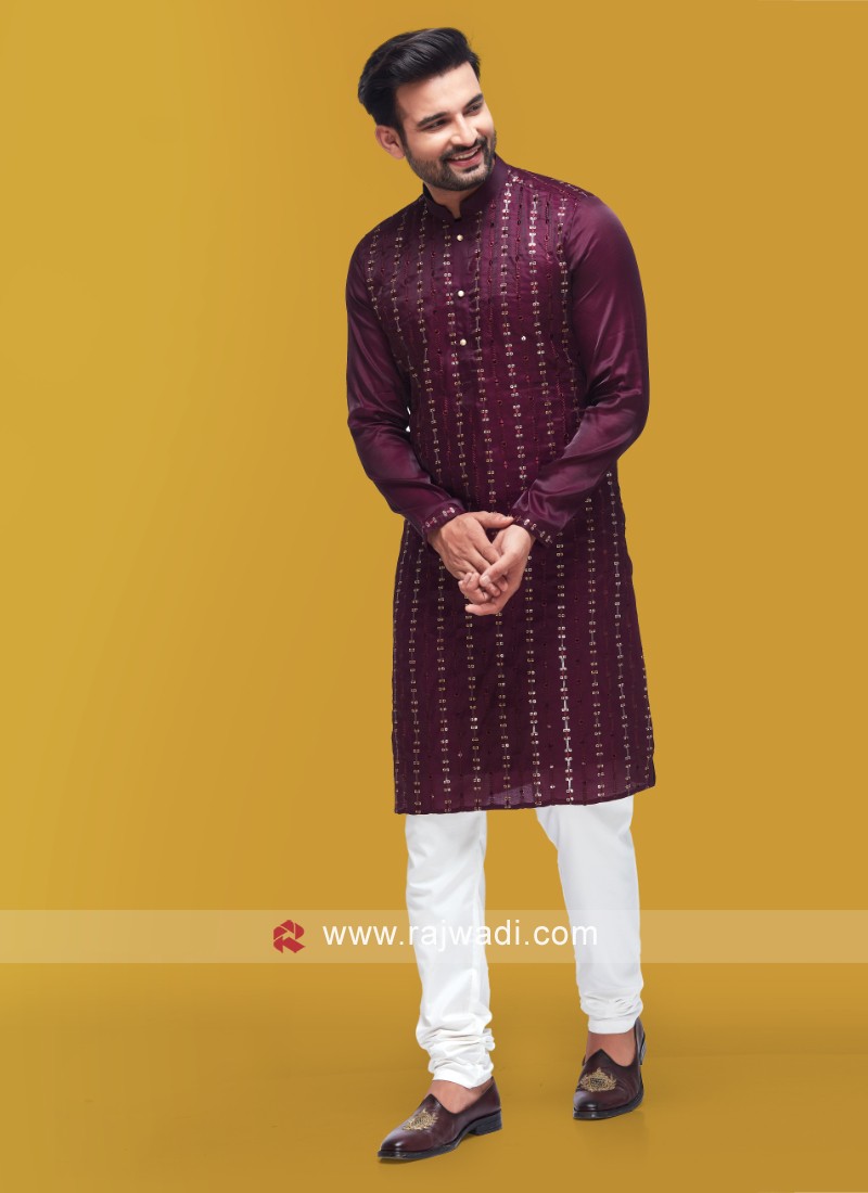 Wine colour discount kurta pajama punjabi