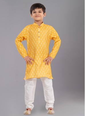 Readymade Yellow Printed Kurta Pajama