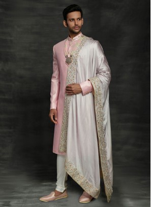 Reception Sherwani In Pink Color