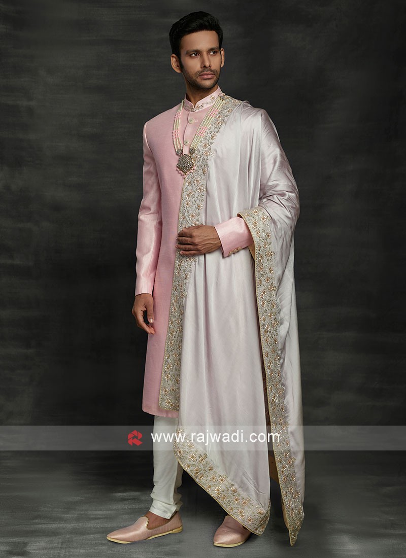Reception Sherwani In Pink Color