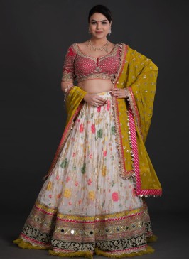 Off White Reception Wear Designer Lehenga Choli