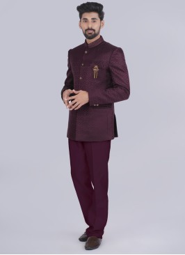 Reception Wear Imported Wine JOdhpuri Suit