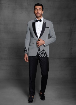 Reception Wear Suit In Grey Color