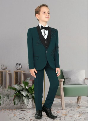 Reception Wear Suit In Peacock Blue Color