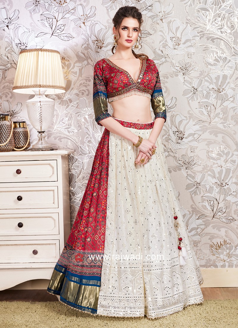 Red And White Bandhani Designer Lehenga Choli for Girl Wedding Function |  Designer dresses indian, Fashion sketches dresses, Bridal dress design