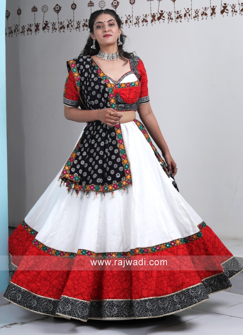 Navratri Special Cream Cotton Silk Chaniya Choli | Gunj Fashion