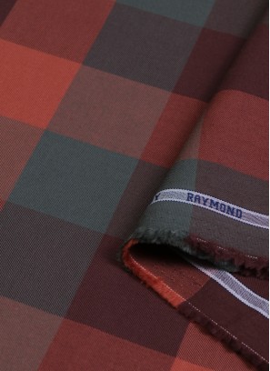 Red Big Checks Raymond Shirting Fabric