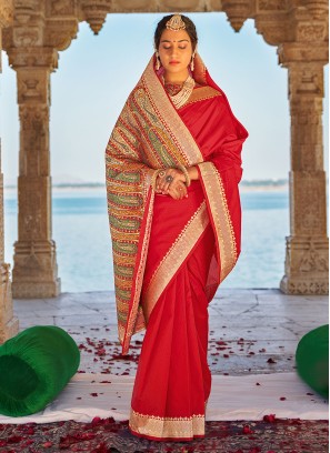 Red Color Classic Designer Saree