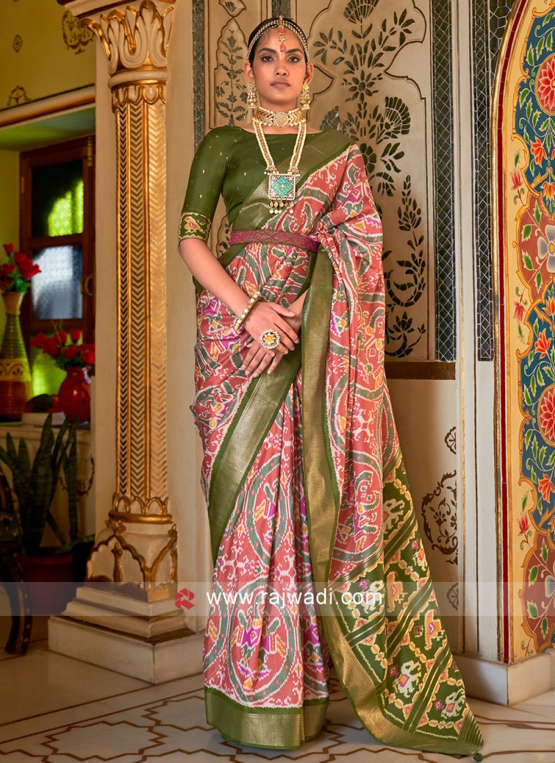 Pastel Pink Organza Saree With Floral Embroidery | Singhania's
