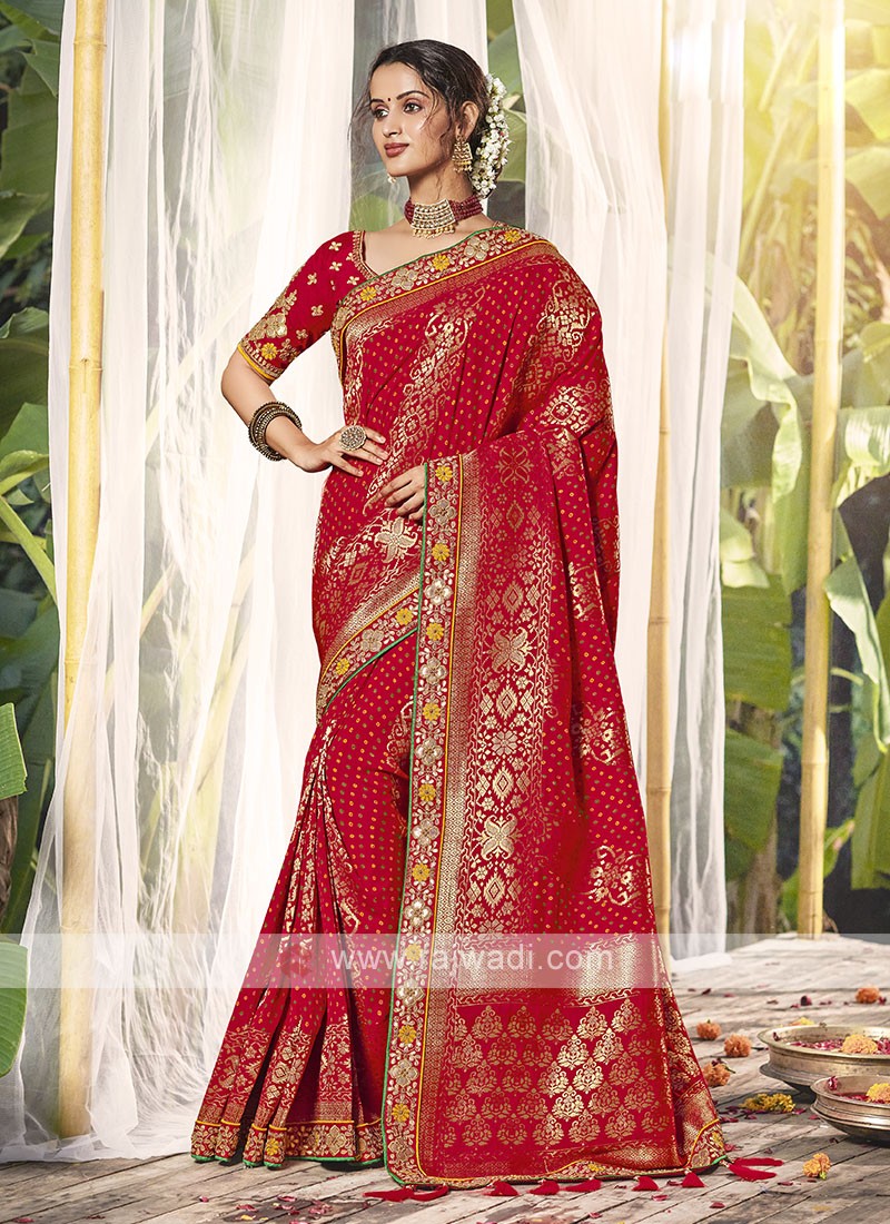 Buy Taffy Red Paithani Saree online-Karagiri