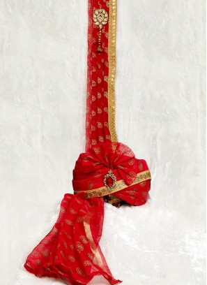 Red Dulha Turban With Dupatta