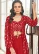 Red Designer Lehenga Choli with Embroidered Jacket