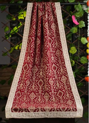 Red Embroidered Wedding Wear Dupatta