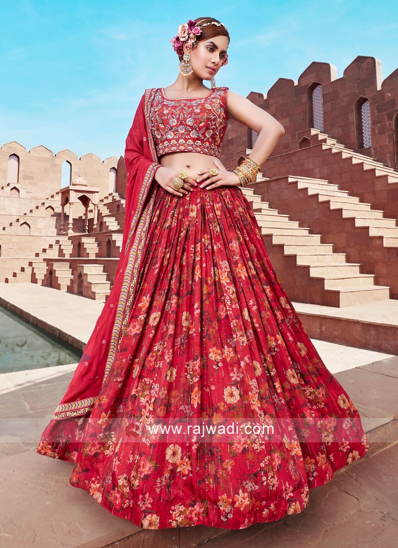 Red Print Lehenga Choli and Red Print Chaniya Choli Online Shopping