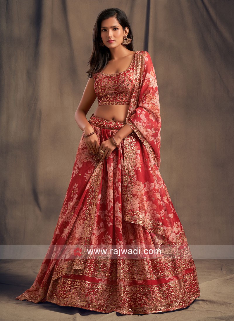 Bright Orange Hand Embroidered Lehenga Set Design by Quench A Thirst at  Pernia's Pop Up Shop 2024