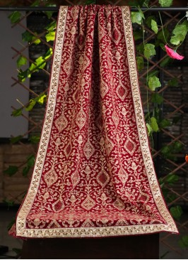 Red Groom Wear Embroidered Dupatta