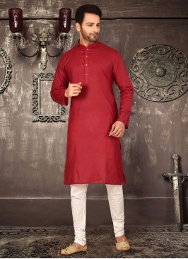 Red Kurta Pajama In cotton