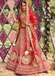 Red Raw Silk Sangeet Lehenga Choli