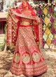 Red Raw Silk Sangeet Lehenga Choli