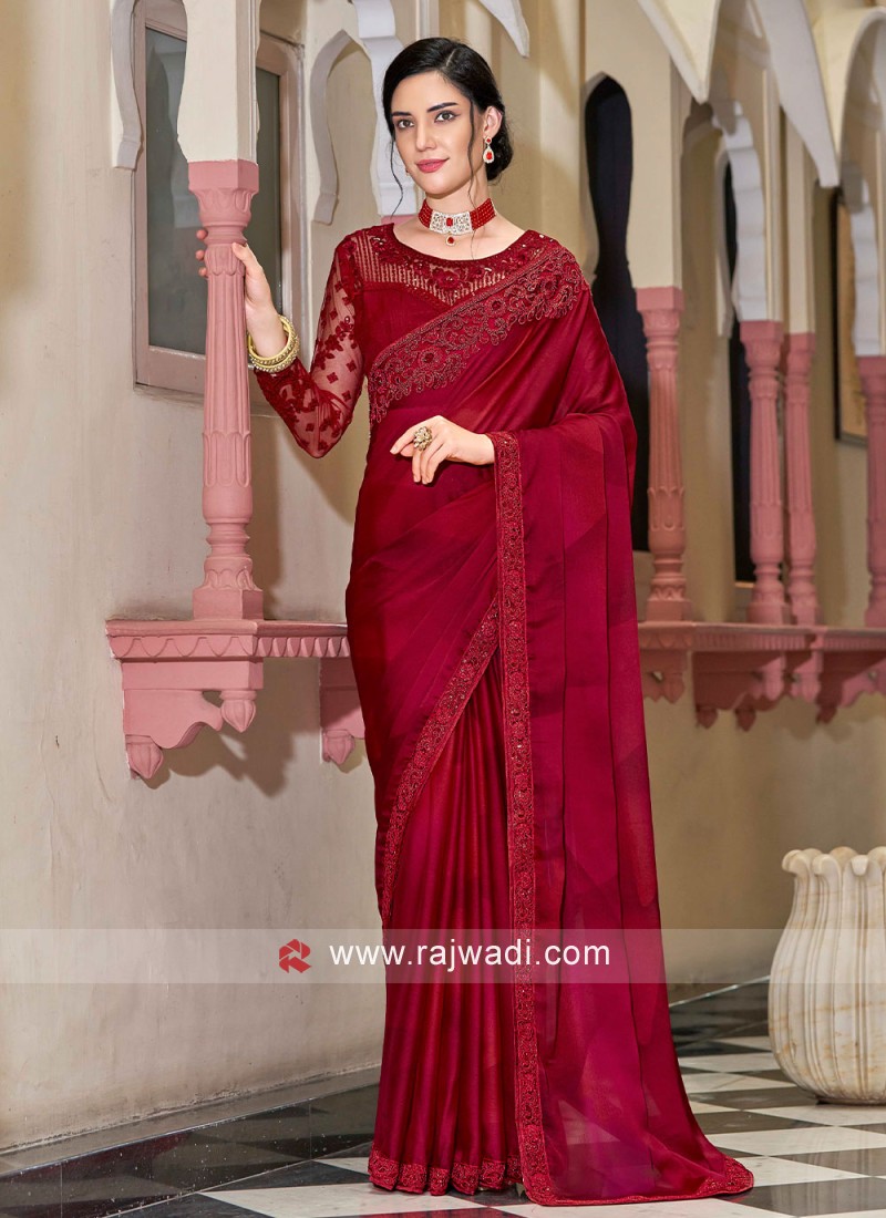 Red Designer Wedding Wear Banarasi Silk Saree