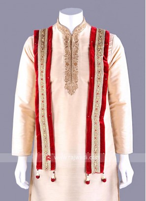 Red Velvet Embroidered Dupatta