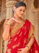 Red Woven Banarasi Silk Saree