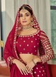 Red Zari Embellished Georgette Wedding Lehenga Choli