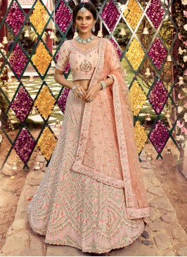 Refreshing Peach Sangeet Lehenga Choli