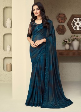 Remarkable Blue Party Wear Silk Saree