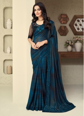 Remarkable Blue Party Wear Silk Saree