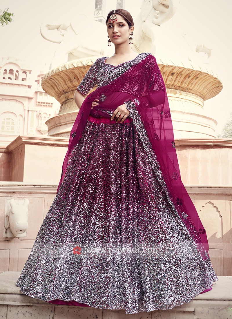 Buuy Splendid Wine Embroidered Net Reception Wear Lehenga Choli With  Dupatta Online At Zeel Clothing