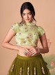 Olive Green Designer Embroidered A Line Lehenga Choli