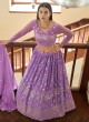 Resham Georgette Bollywood Lehenga Choli in Violet