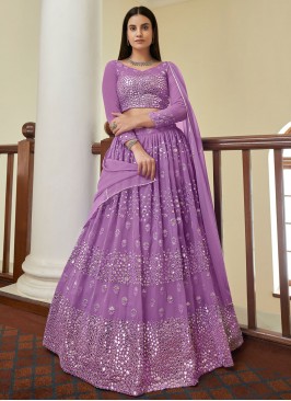 Resham Georgette Bollywood Lehenga Choli in Violet