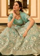 Resham Organza Lehenga Choli in Turquoise