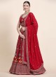 Designer Red Embroidered Georgette Lehenga Choli