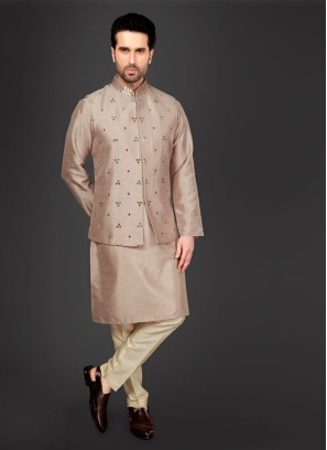 Rose Gold Color Nehru Jacket Suit For Mens