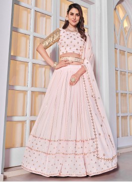 Baby Pink Georgette Sequins Designer Lehenga Choli