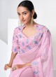 Baby Pink Designer Organza Sequins Embroidered Saree