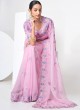 Baby Pink Designer Organza Sequins Embroidered Saree