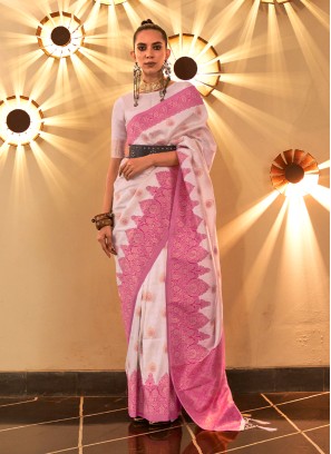 Rose Pink Weaving Designer Saree