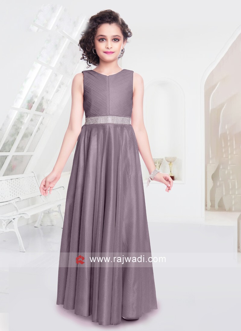 Stylish Grey Shimmer Fabric Glitter Gown