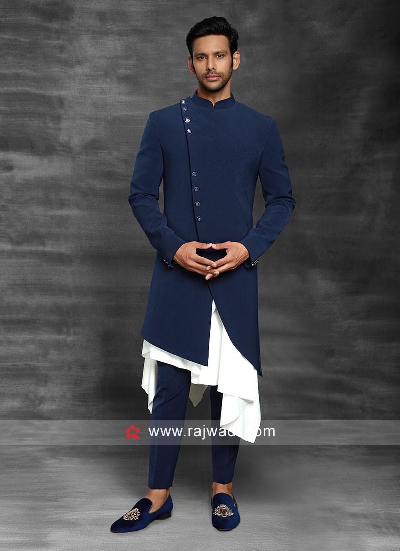 Royal Blue Color Indowestern For Men