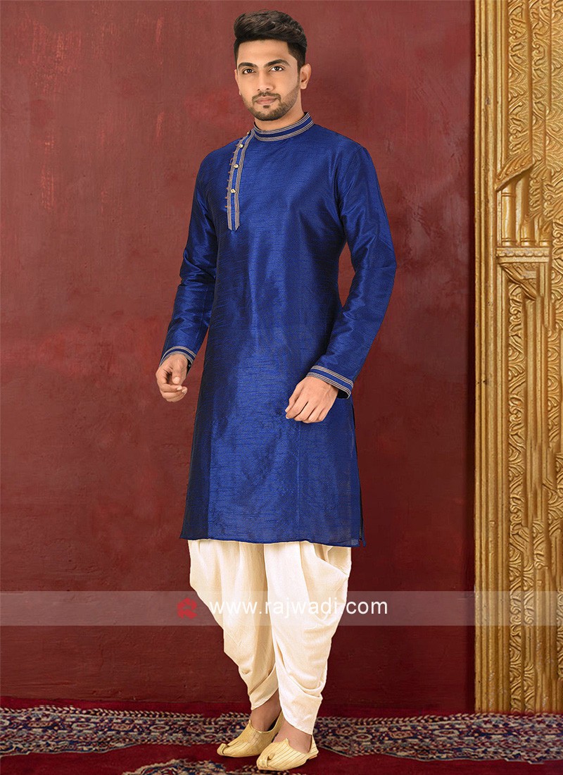 royal blue dhoti style kurta set 47588