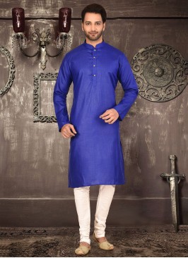 Royal Blue Kurta Pajama In Cotton