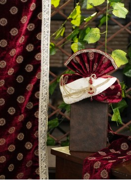 Royal Dark Maroon Safa Dupatta Set