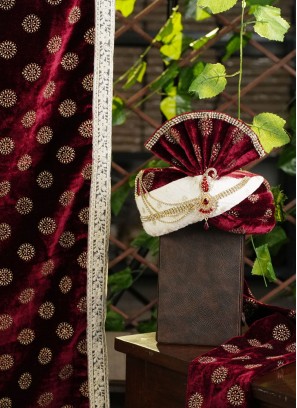 Royal Dark Maroon Safa Dupatta Set