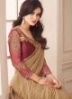 Royal Embroidered Beige Shimmer Georgette Classic Designer Saree