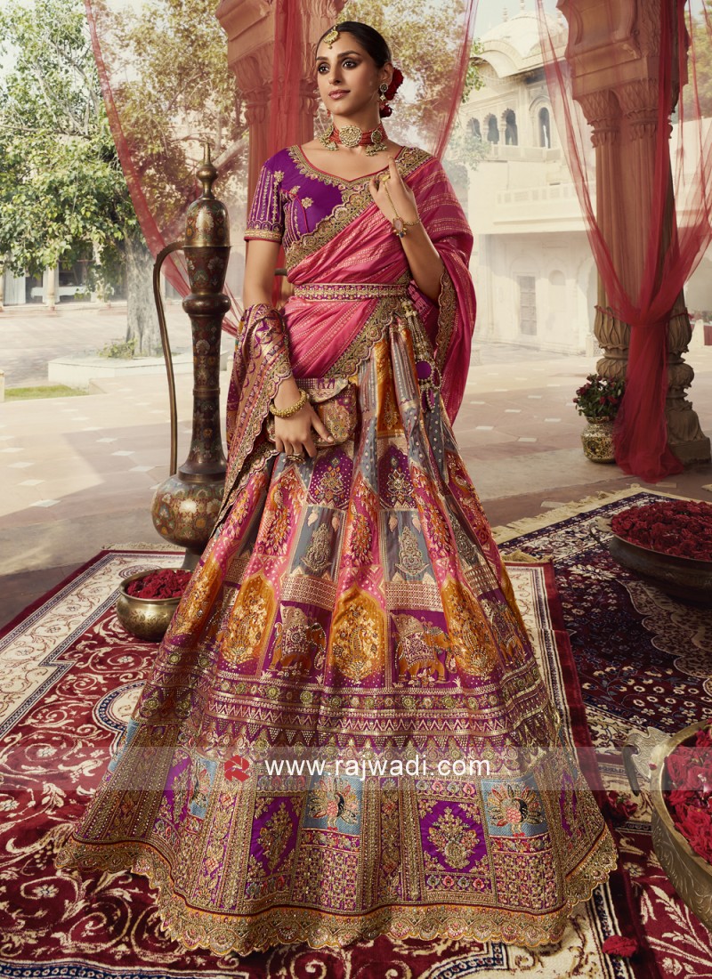 Buy Astonishing Blue Mirror Work Rajwadi Silk Traditional Lehenga Choli -  Zeel Clothing