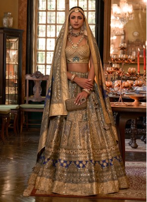 Blue Color Silk Wedding Lehenga Choli